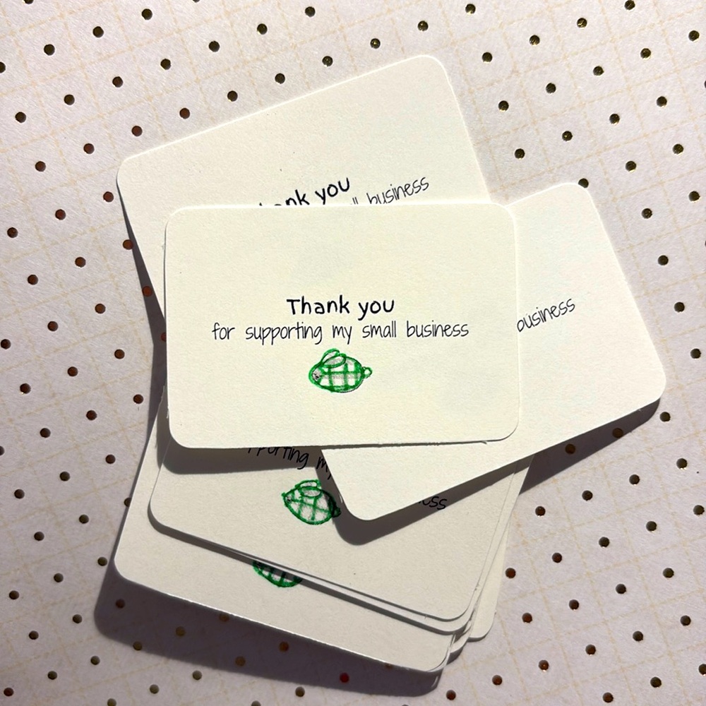 "thank you for supporting my small business" card